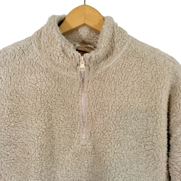 Hippie Rose 1/4 Zip Fleece Pullover Top Small Pockets Drawstring Faux Fur - Picture 3 of 6